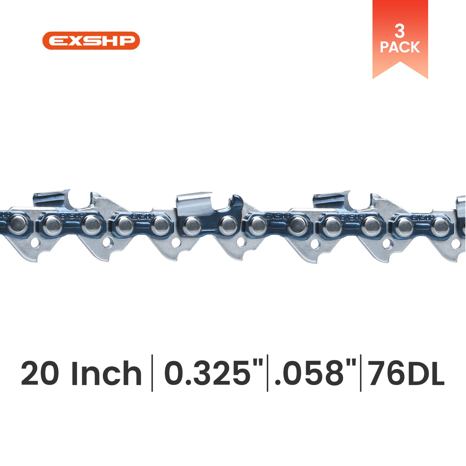 EXSHP | 20 Inch saw Chain | .325 | .058 | 76 Drive links | Semi