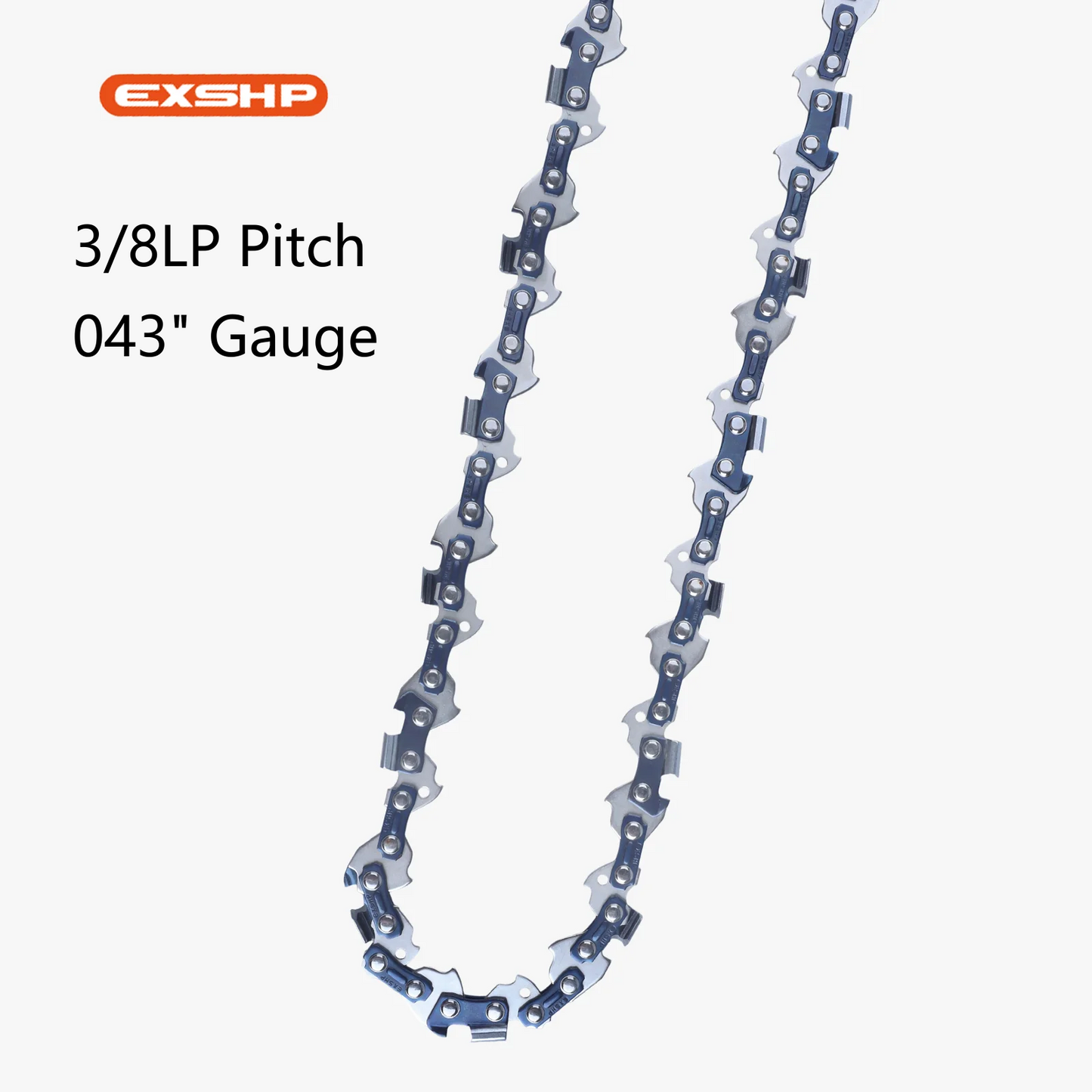 EXSHP Chainsaw Chains | From 34 to 55 Drive links (fit 8" to 16" guide bar) | 3/8"LP Pitch | 043" Gauge | Low-Kickback | Durable Cutter | Oil Hole Drive links | 3-PACK Price