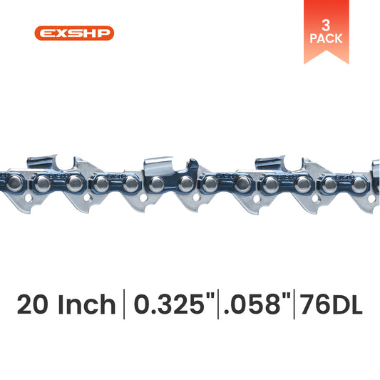 EXSHP | 20 Inch saw Chain | .325 | .058 | 76 Drive links | Semi Chisel