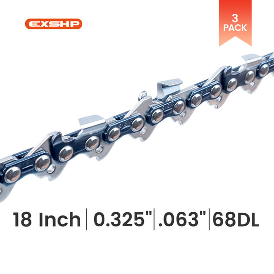 EXSHP | 18 Inch saw Chain | .325 | .063 | 68 Drive links | Semi Chisel