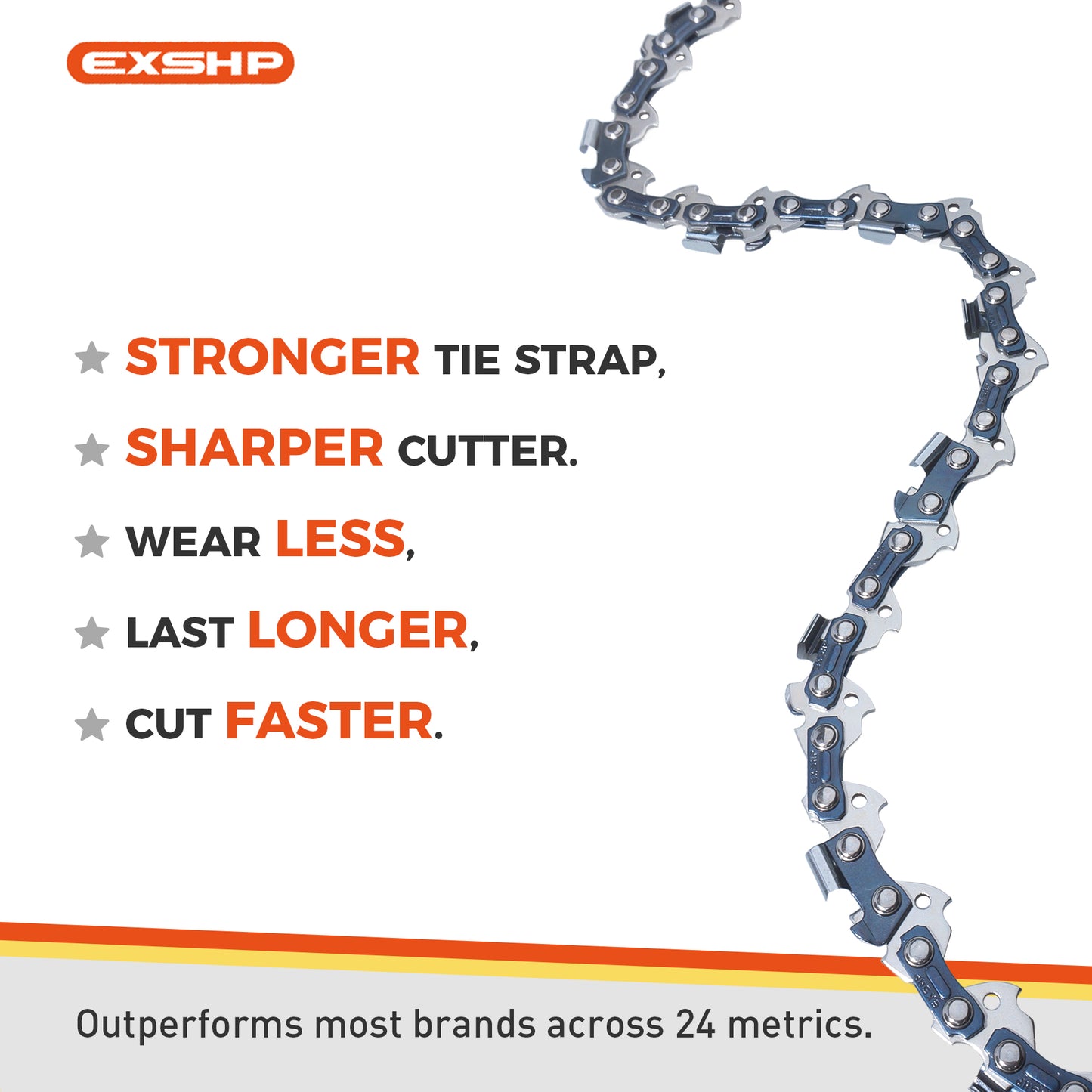 EXSHP Chainsaw Chains| Semi-chisel | From 33 to 62 Drive links (Fit 8" to 18" Guide Bars) | 3/8"LP Pitch | .050" Gauge | Low-kickback | 3-PACK Price