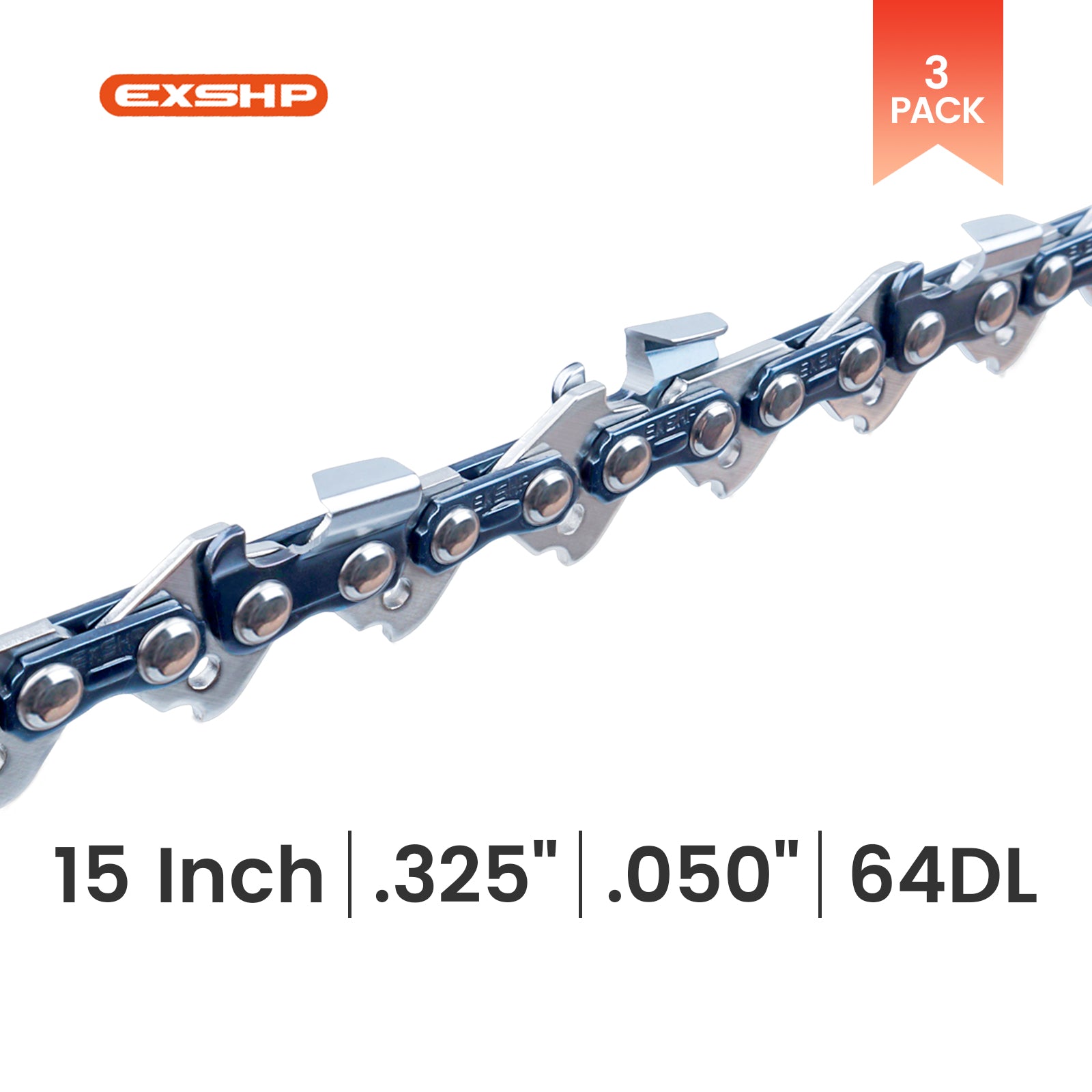 EXSHP | 15 Inch saw Chain | .325 | .050 | 64 Drive links | Semi Chisel ...